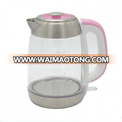 transparent 1.8L High Heat Resistant 1500 Watt Cordless Glass Electric Kettle