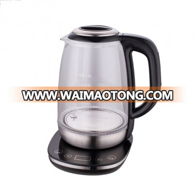 1.8L Heat Resistant Lead Free Restaurant Hotel Glass Electric Kettle With Timer